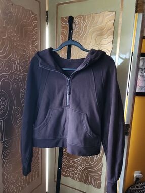 lululemon athletica Half-Zip Hooded Sweatshirt in Dark Brown